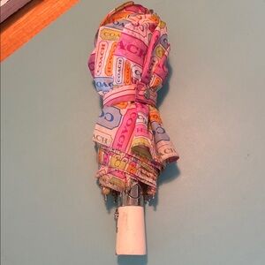 Coach Pink and Blue Patterned Umbrella